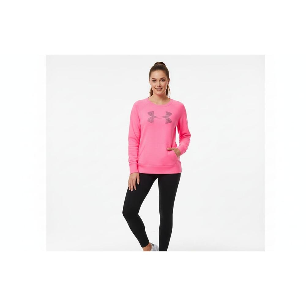 Under Armour Women's Sweatshirt Cold Gear Pink Semi Fitted Kangaroo Size XS